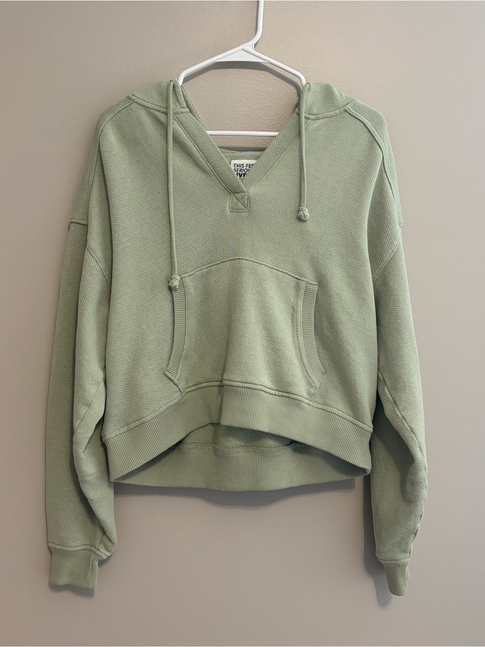 American Eagle Green Cropped Sweatshirt Size Large